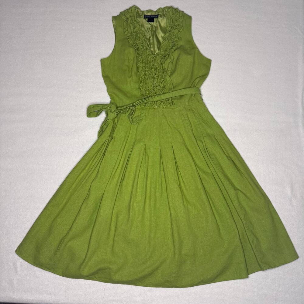 Green Ruffle Jessica Howard Linen Dress
